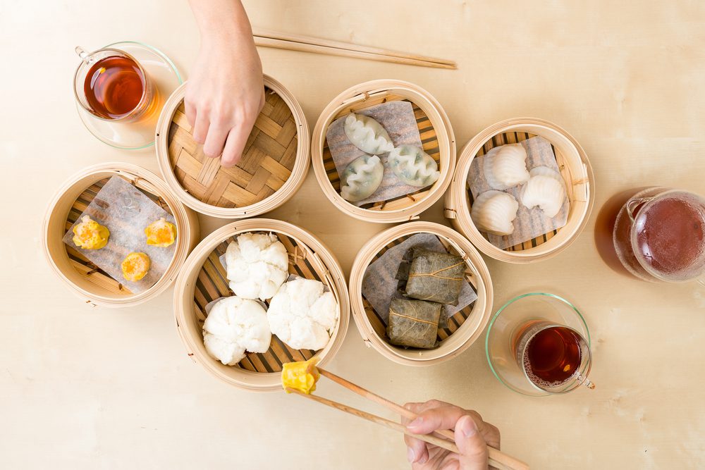 F&B - Dim Sum Buffet (WOK15) Flatlay of dimsum baskets with a variety of dim sums