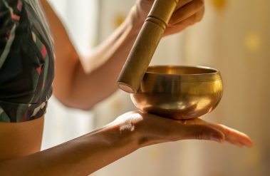 Young,Yogin,Woman,Holding,A,Tibetan,Bowl,And,A,Stick