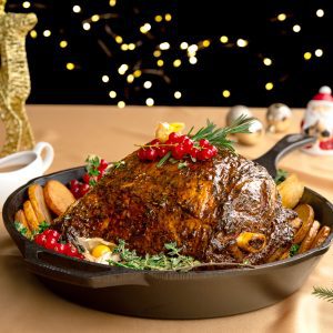 A newcomer to our menu this year, this Slow-baked Whole Lamb Leg Shoulder has been marinated in rosemary and slow-baked for 12 hours to achieve a meat that is so tender and delicious.
